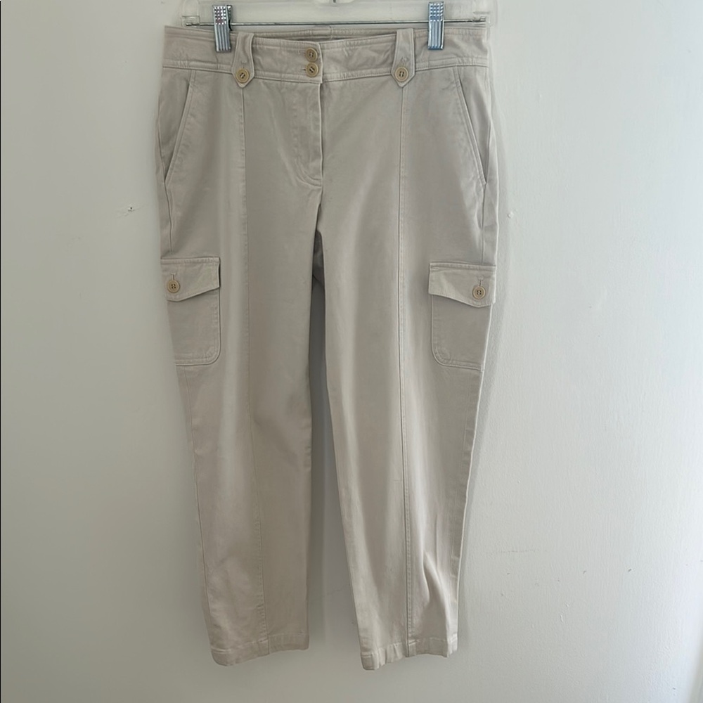 Talbots Tan Cropped Cotton Cargo Pants sz 4